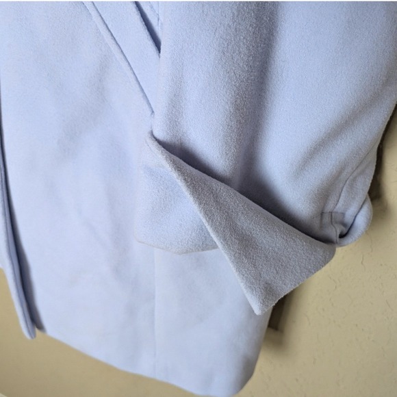 Chico's Ice Blue Longline Coat Lapel Single Button Size 12/14 Minimalist Chic - Picture 5 of 10